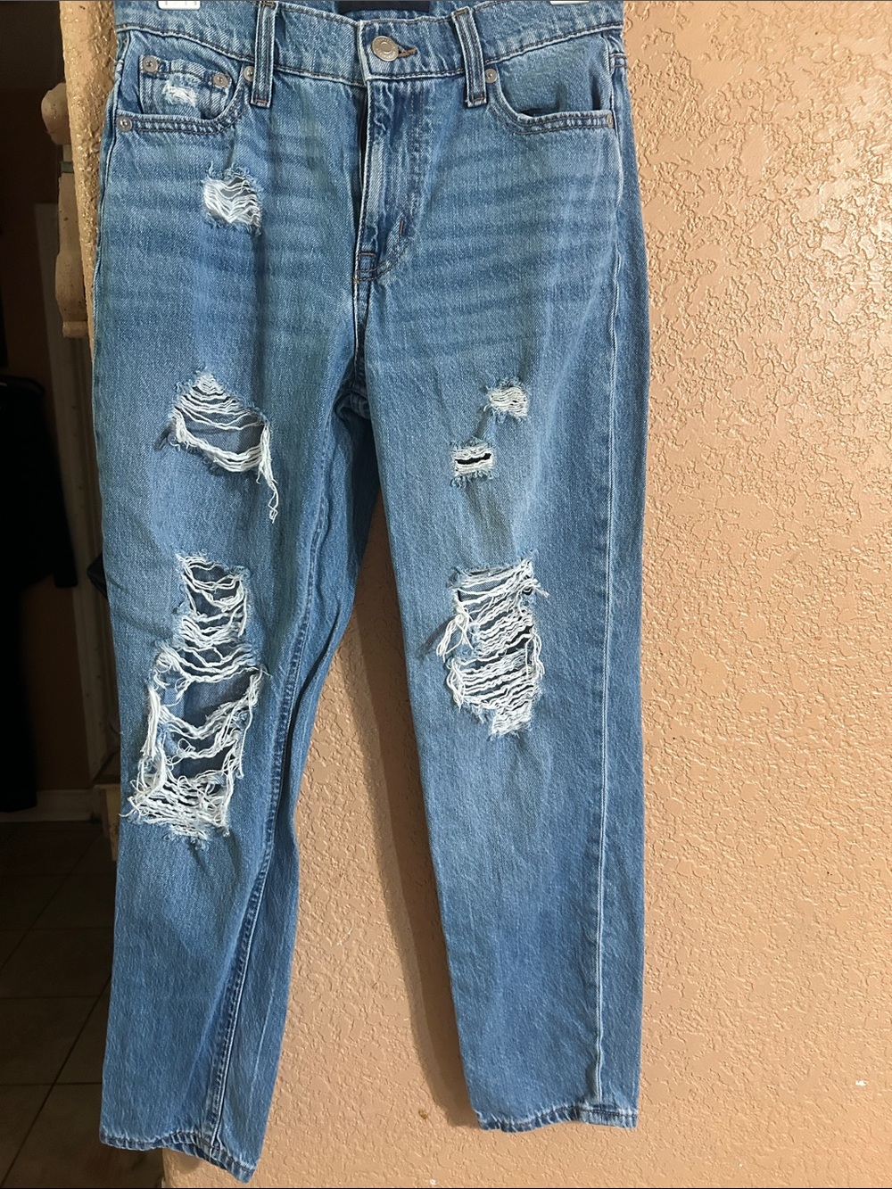Aeropostale Medium Blue Distressed Boyfriend Jeans